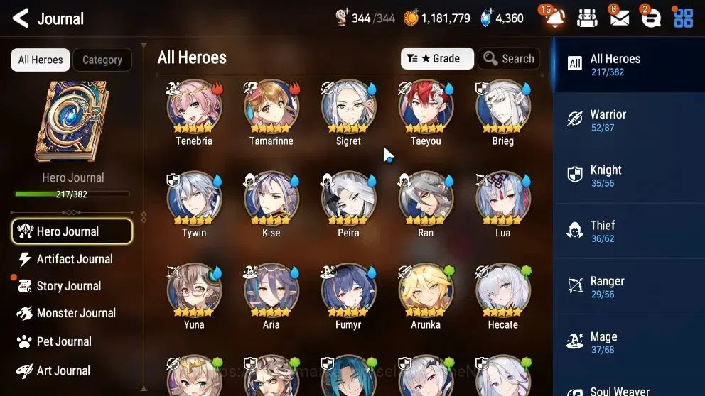 Epic Seven Accounts High-End Global Verif|22 ML(Shepherd Dark Diane,Harseti,Zio,LC Bellona,Etc)+Rinak,Hecate,etc|AUTO WGBC 8