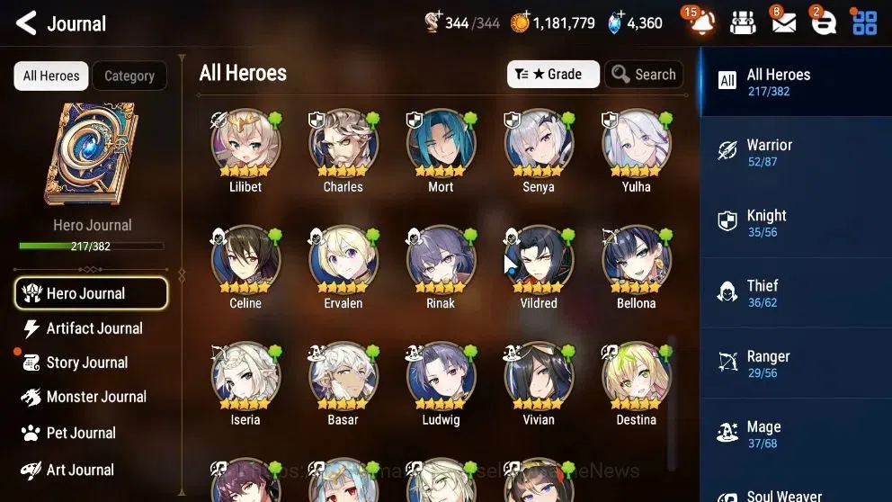 Epic Seven Accounts High-End Global Verif|22 ML(Shepherd Dark Diane,Harseti,Zio,LC Bellona,Etc)+Rinak,Hecate,etc|AUTO WGBC 9