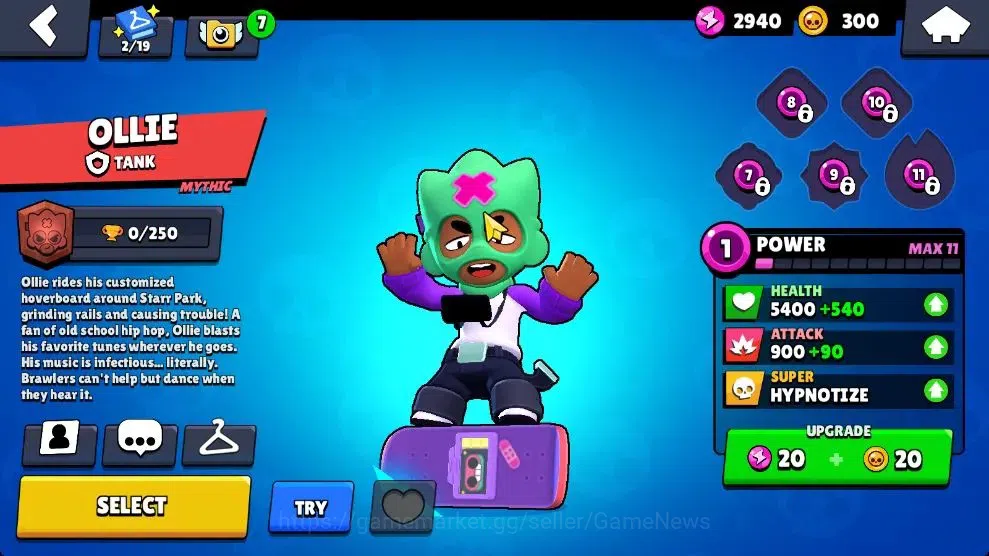 Brawl Stars Accounts 1138 Trophy|17 Brawlers Myth Ollie|13 Skins|2 Epic image 17