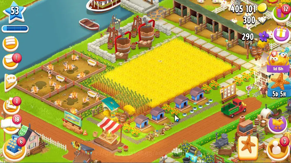 Hay Day Accounts Level 53 | Barn Storage 3050 + Silo Storage 800 | 405k Coins, 300 Dm |CN ON|Log Supercell ID|Take 2