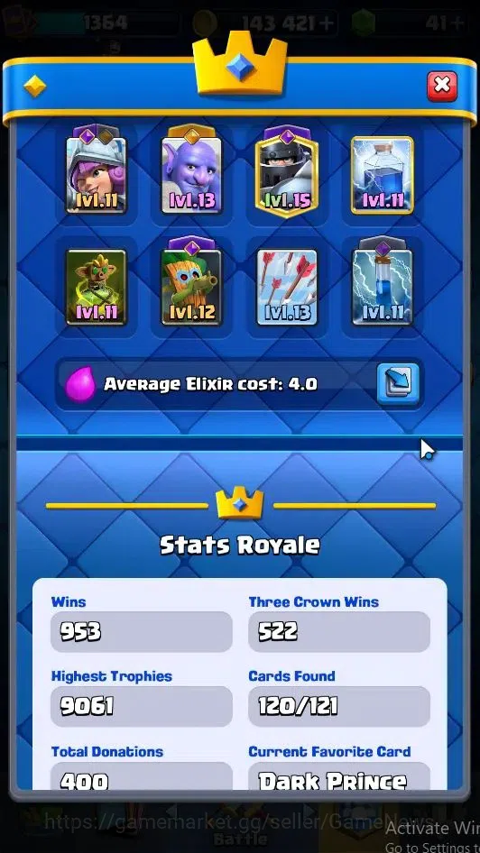 Clash Royale Accounts Lv 1364|Trophy 9000|KTL 13|Limited Skin|Card 120|3 image 3