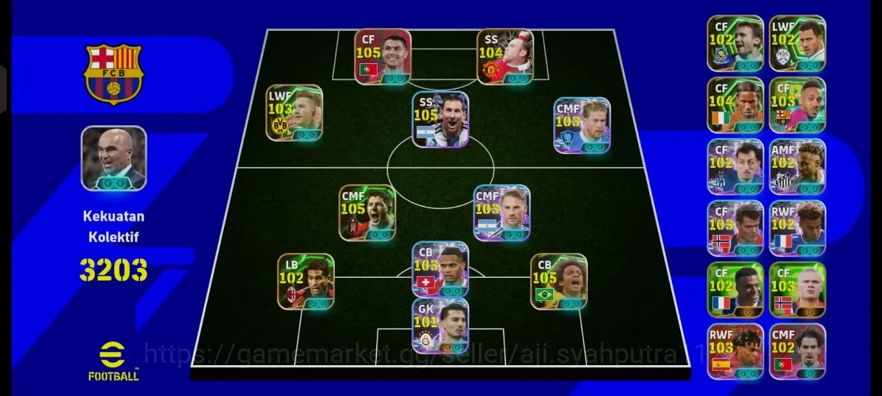 eFootball Accounts Legends & Iconic Players Collective 3203 | CR.7 Epic 105 • Rooney 104 • MESSI 105 • Gerrard 105 1