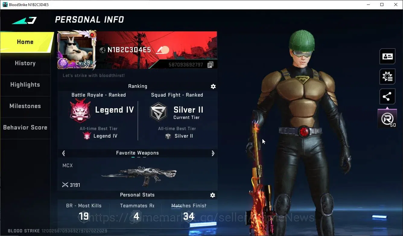 Blood Strike Accounts ASIA|Eternal DEagle-Scorpius|Collab TokRev (MCX,FN image 2