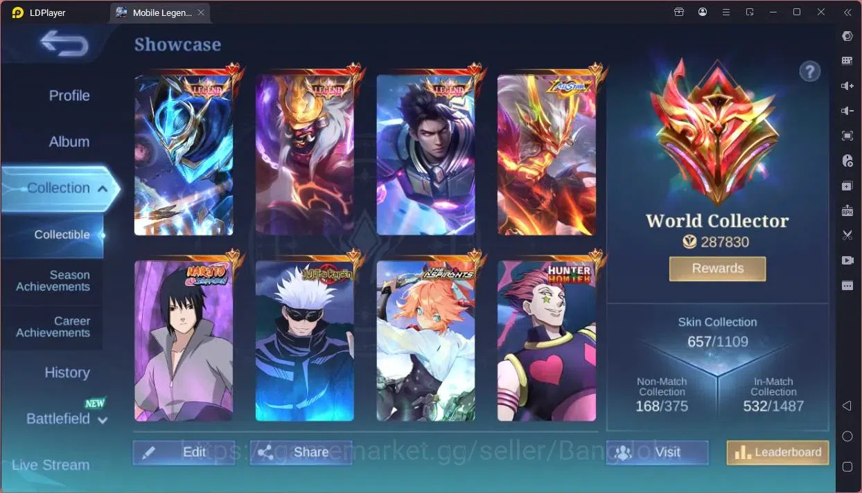 Mobile Legends: Bang Bang Accounts Global|Hero 132|Skin 657|World|Legend Alu,Franco,G image 2