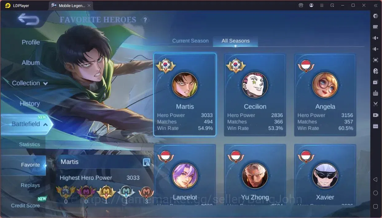 Mobile Legends: Bang Bang Accounts Global|Hero 132|Skin 657|World|Legend Alu,Franco,G image 4
