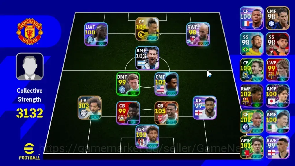 eFootball Accounts Meta Player Android|Power 3132|Big Time Gabriel Magalhaes'25|Collab Naruto(Aubameyang,Marcello)+Epic 1