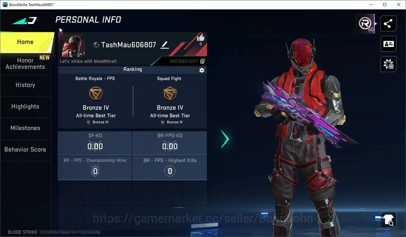 Blood Strike Accounts Rare Skin ASIA |ETERNAL: M4A1 - Blight's Embrace|1 EPIC: Name Changing-Card |CheckSS BS2806B 1