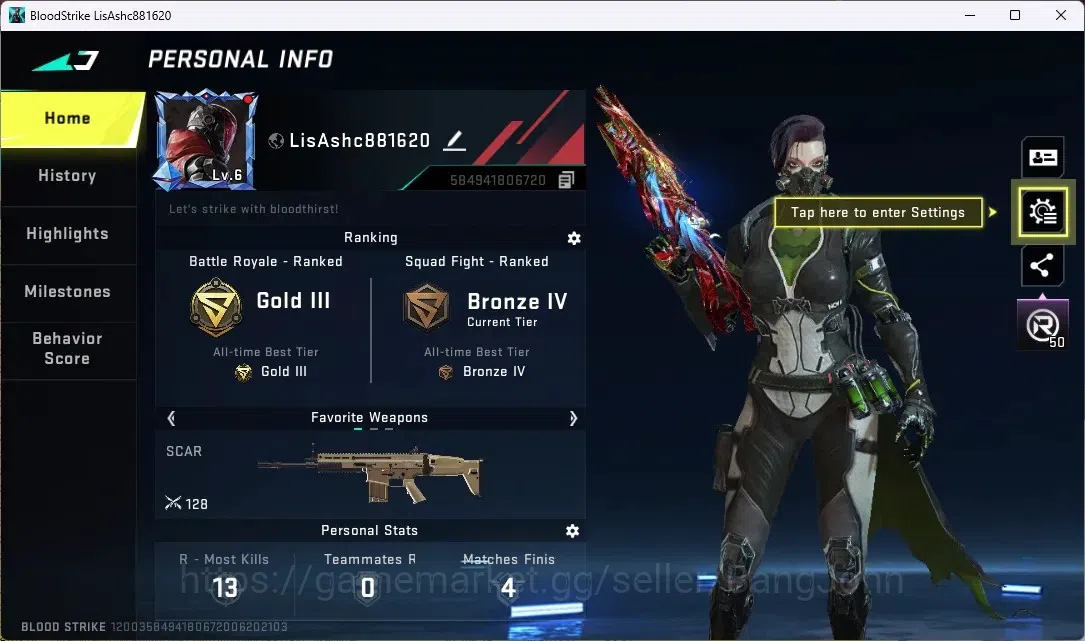 Blood Strike Accounts ASIA | 1 ETERNAL: Bizon-Seraph | 1 Epic Name Chang image 1