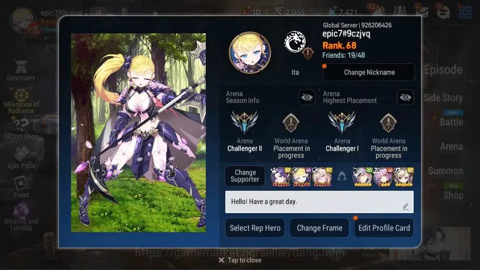 Epic Seven Accounts Global | 18 ML [Belian,JKise,BArunka,NMLuna,BMHast image 2