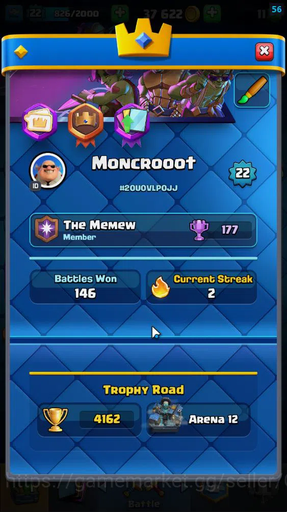 Clash Royale Accounts Lv 22|Trophy 4162|KTL 9|Limited Skin|Card 74|Wild  image 2