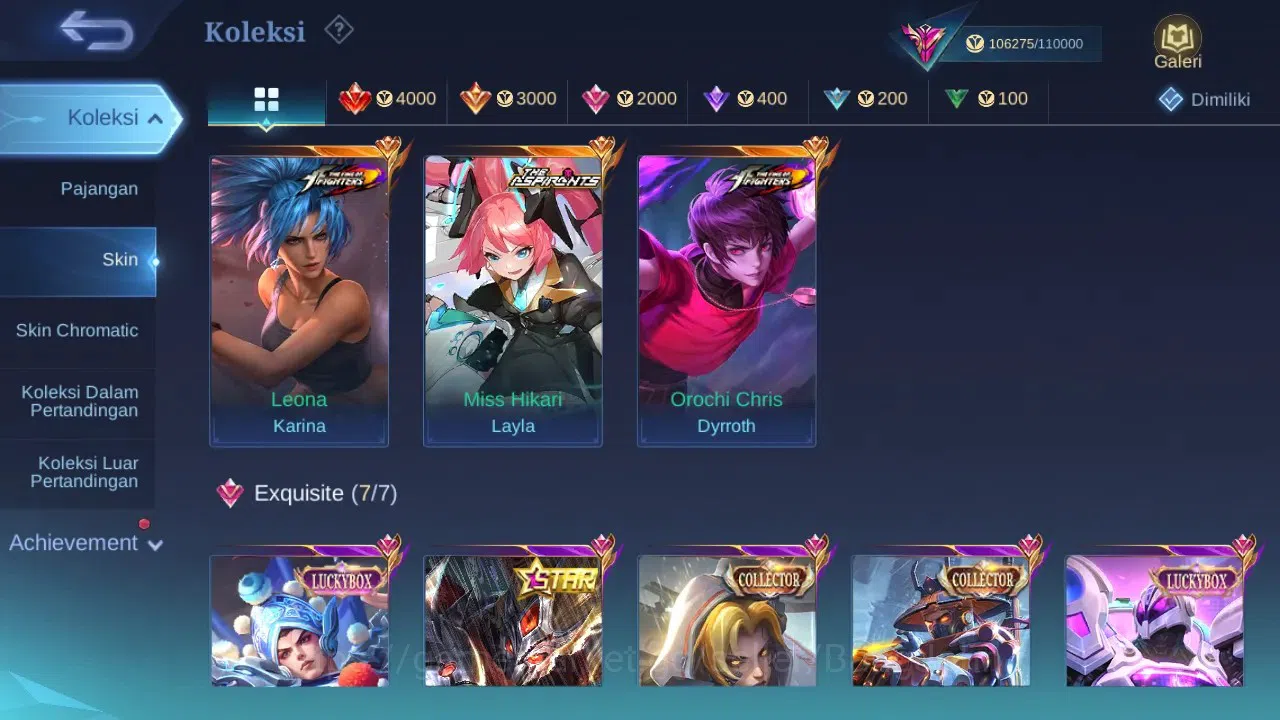 Mobile Legends: Bang Bang Accounts GLOBAL Hero 131 Skin 384 | Aspirant Fanny | KOF Dy image 2