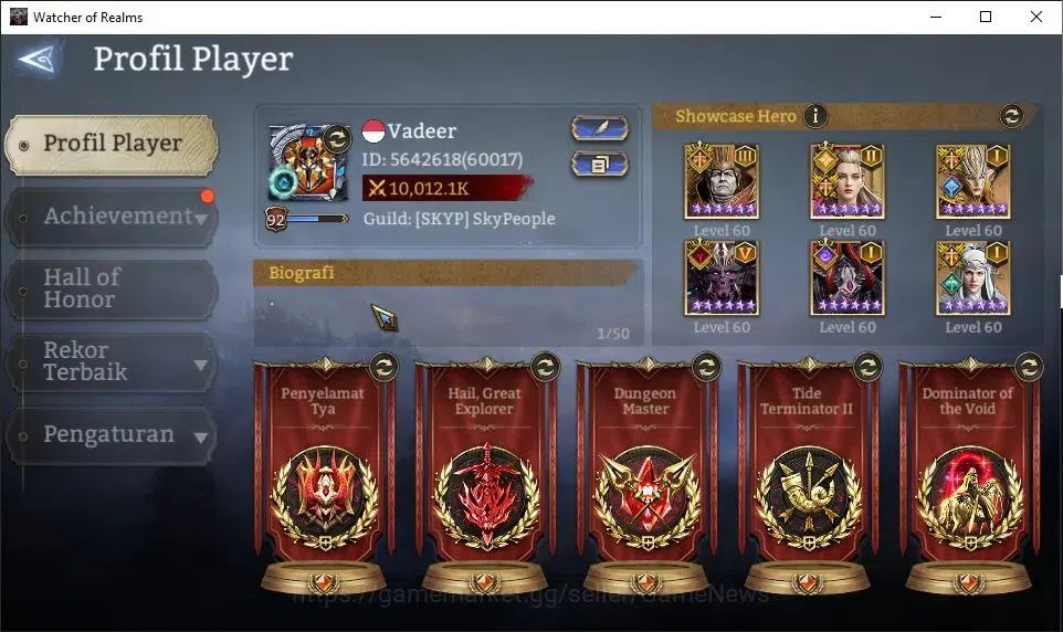 Watcher of Realms Accounts GLOBAL 60x|10M Power|15K Gems+Many Skin|12 Lord[Va image 2