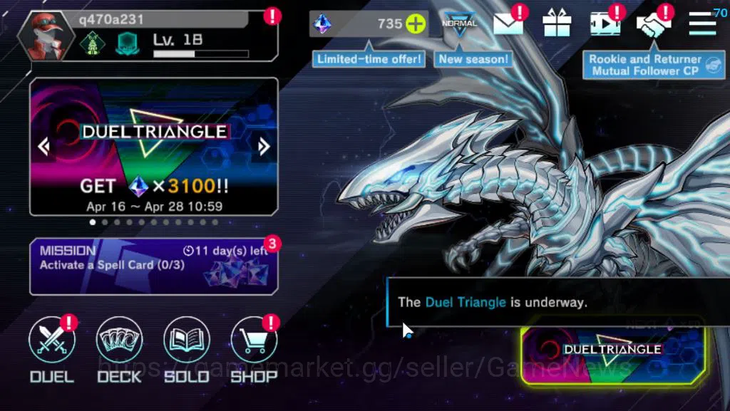 Yu-Gi-Oh! Master Duel Accounts Lv 18|20 Deck|VSK9,Dracotail,RadiantTyphon,Yummys, image 1