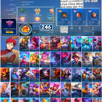 Mobile Legends: Bang Bang Accounts #4669 246 Skins | Vale Gaara (NARUTO) | Natalia Warrioress Paragon (COLLECTOR) | Carmilla