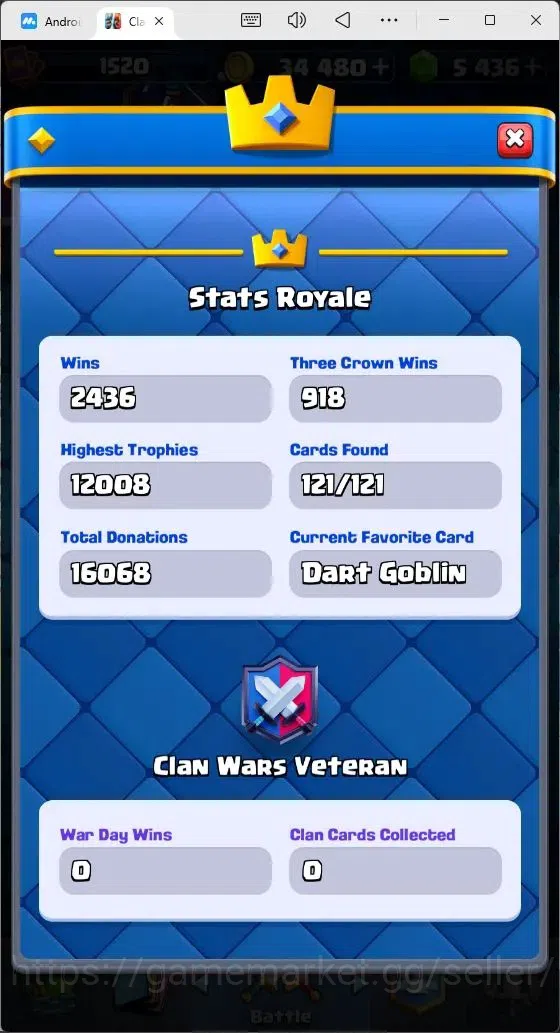 Clash Royale Accounts Mobile |KTL 15| Highest Trophy 12008|Card121|8 Max image 2