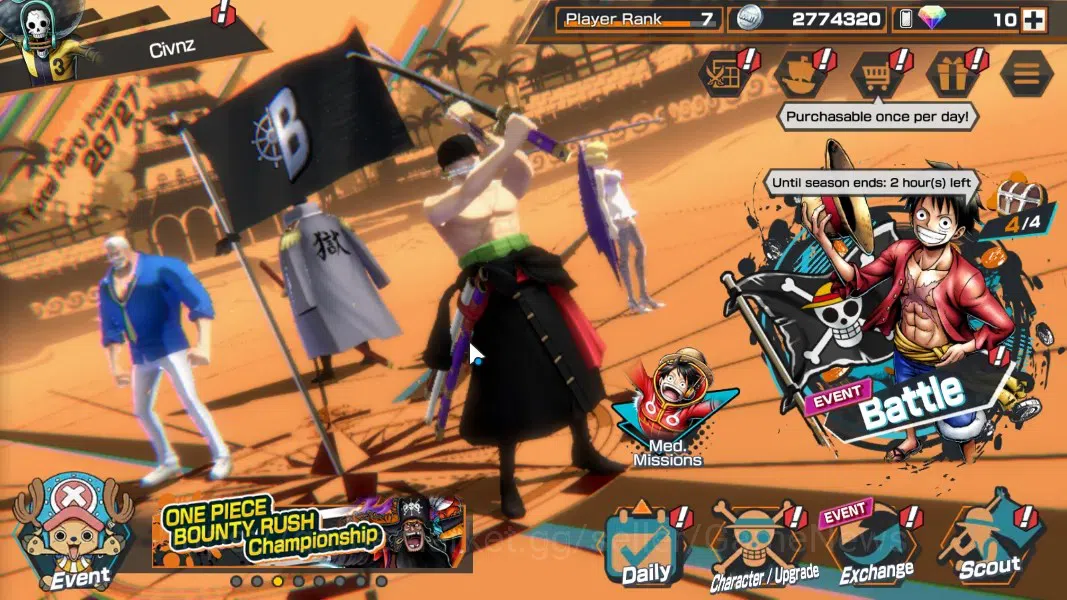 One Piece Bounty Rush Accounts Global|2 EX 2 MAX|The Wings Zoro & Sanji,Legendary image 1