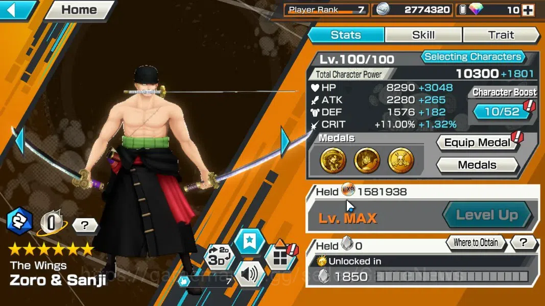 One Piece Bounty Rush Accounts Global|2 EX 2 MAX|The Wings Zoro & Sanji,Legendary image 5