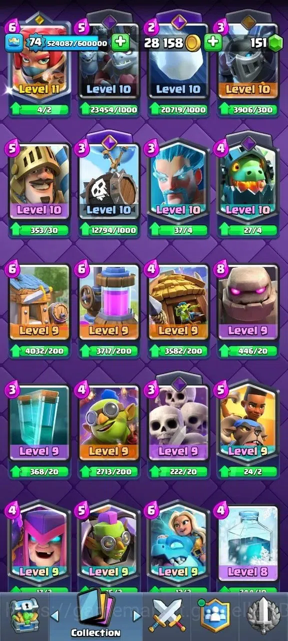 Clash Royale Accounts Lv 74|Trophy 13012|KTL 15|Card121|21 Max|5 Hero|18 image 10