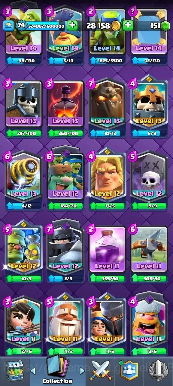 Clash Royale Accounts Lv 74|Trophy 13012|KTL 15|Card121|21 Max|5 Hero|18 image 11