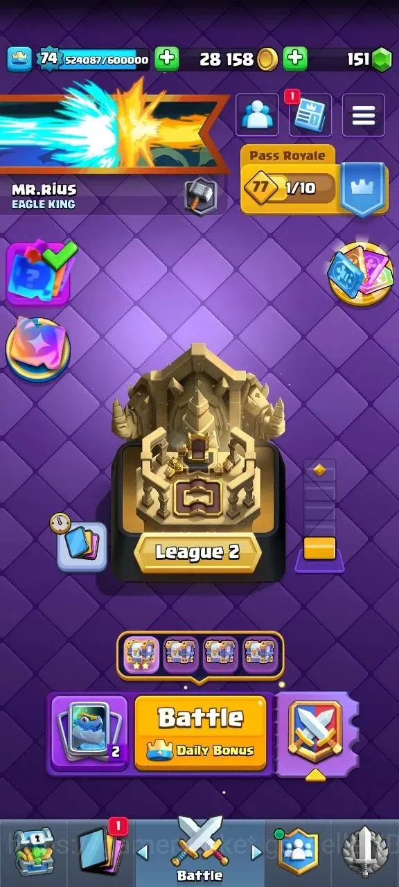 Clash Royale Accounts Lv 74|Trophy 13012|KTL 15|Card121|21 Max|5 Hero|18 image 3