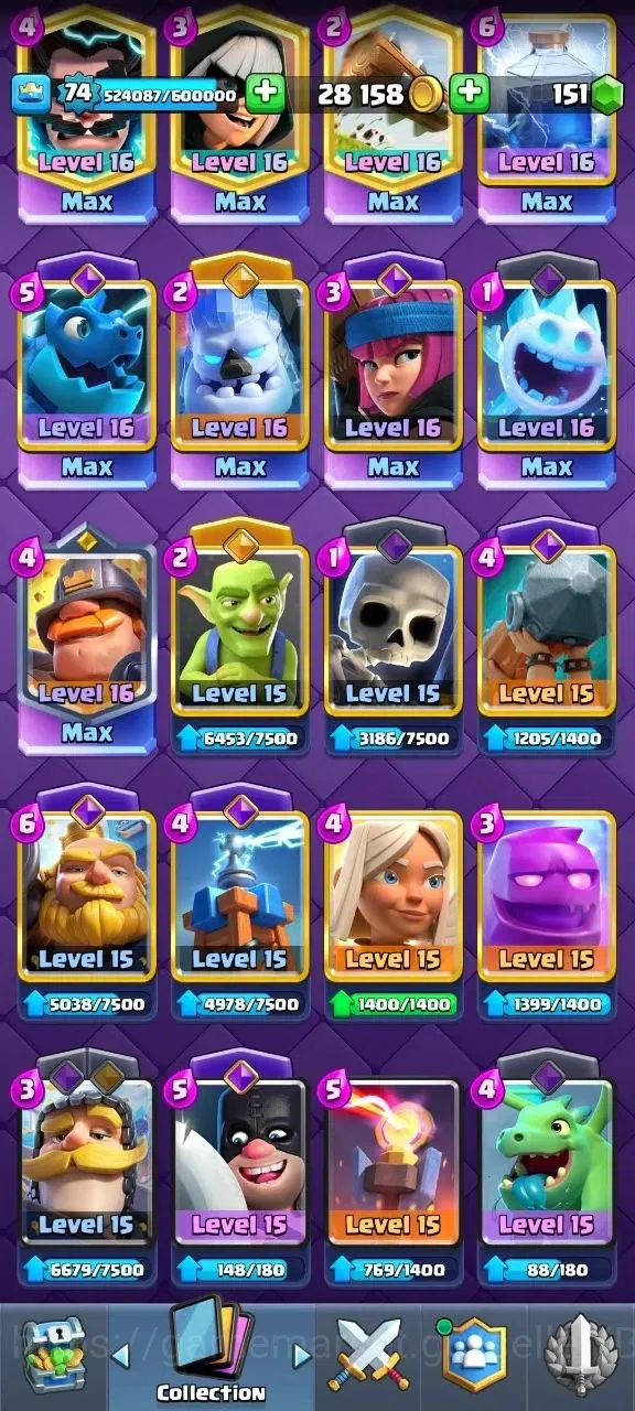 Clash Royale Accounts Lv 74|Trophy 13012|KTL 15|Card121|21 Max|5 Hero|18 image 8