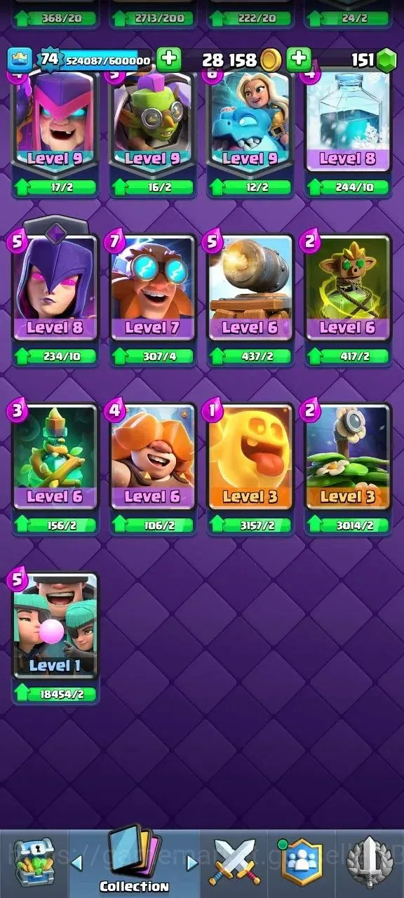 Clash Royale Accounts Lv 74|Trophy 13012|KTL 15|Card121|21 Max|5 Hero|18 image 9