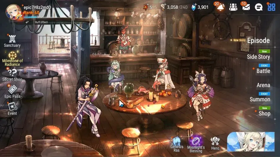Epic Seven Accounts Mid-Tier GLOBAL Unverif|NewEra|5 ML(Salome,A Tywin,BM Haste,Etc)+TA Coli,Setsuka,AS Flan,Etc|PoH ON|3,9K 1