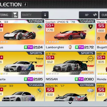 Racing Master Accounts SEA|Lv 51|3 PL (EVIJA E1,Countach LP400 S E1,Veyron SS) + Collab MF Ghost GR Supra E3,GT-R Nismo E1