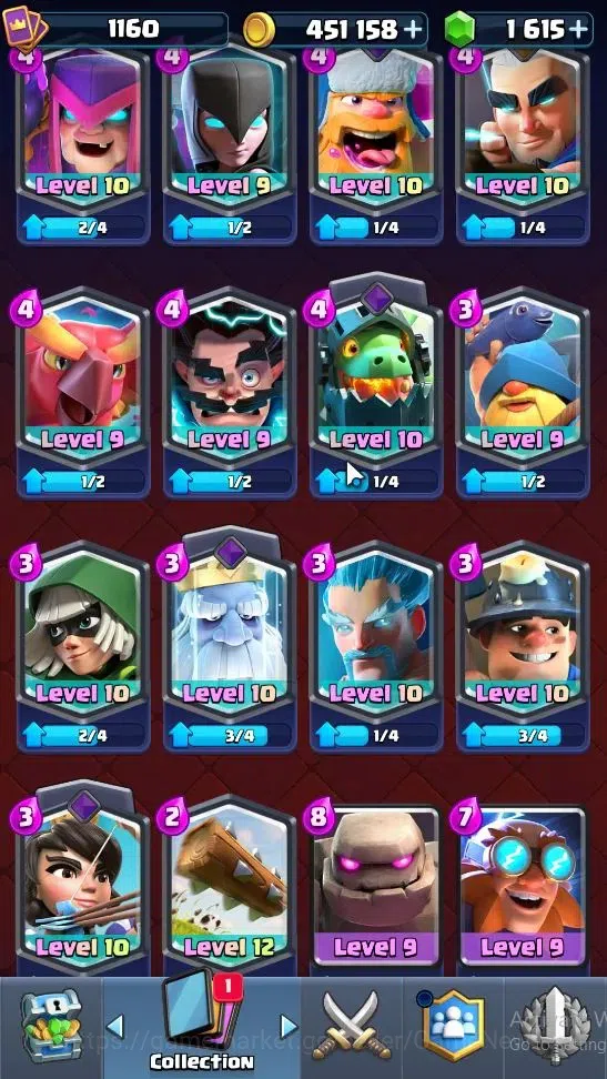 Clash Royale Accounts High-End Lvl 1160|Trophy 6803|KTL 12|Card 116|1 Hero 5 EVO 3 Champ 20 Legend ,33 Epic,30 Rare,29 14