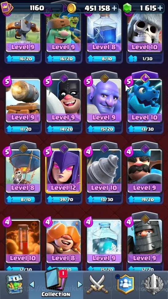 Clash Royale Accounts High-End Lvl 1160|Trophy 6803|KTL 12|Card 116|1 Hero 5 EVO 3 Champ 20 Legend ,33 Epic,30 Rare,29 15
