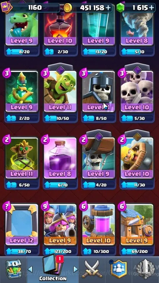 Clash Royale Accounts High-End Lvl 1160|Trophy 6803|KTL 12|Card 116|1 Hero 5 EVO 3 Champ 20 Legend ,33 Epic,30 Rare,29 16