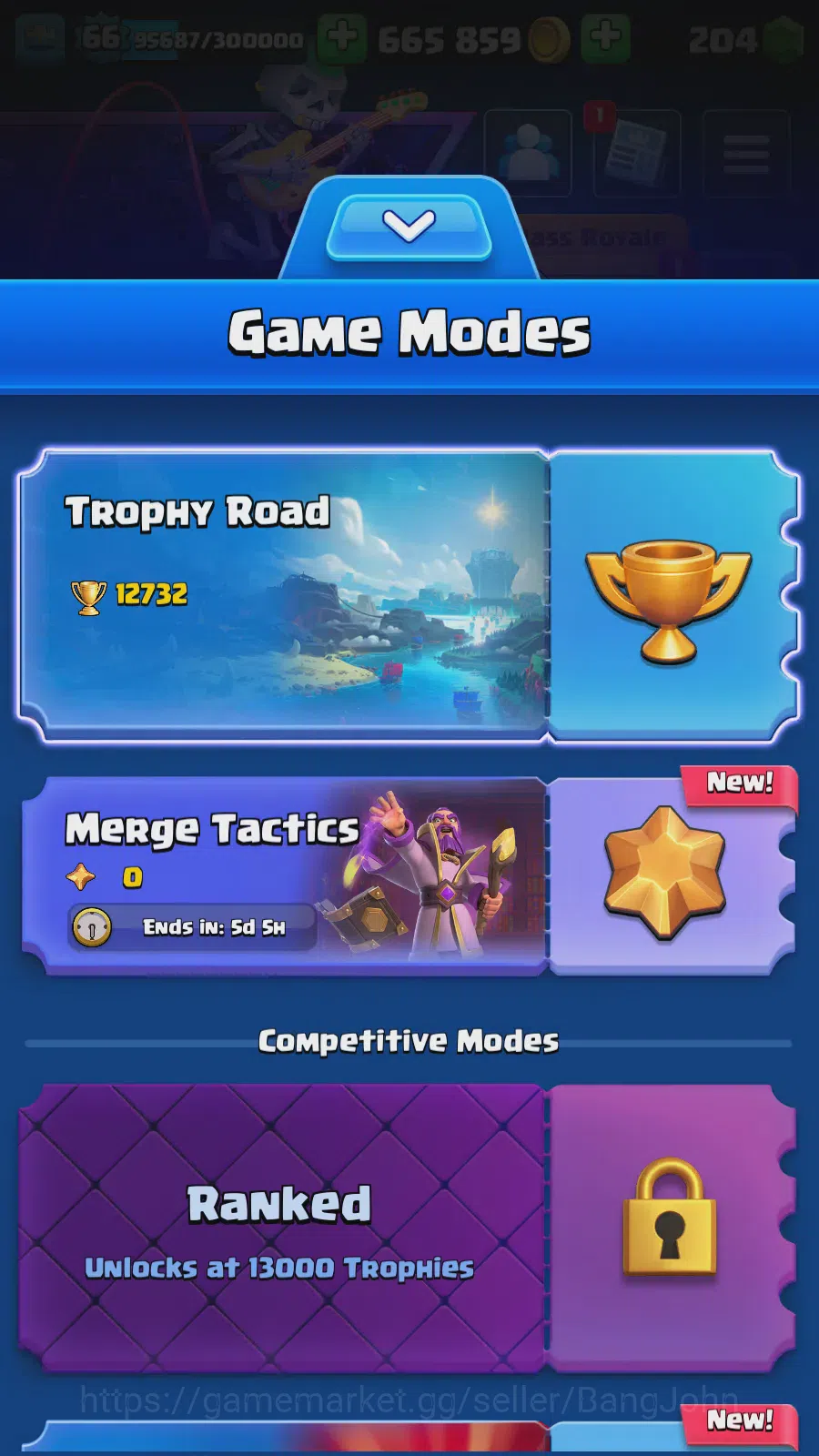 Clash Royale Accounts Lv 66|Trophy 12732|KTL 15|LimitedSkin|Card121|8Max image 8