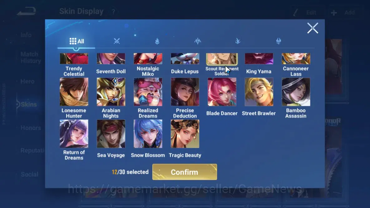 Honor of Kings Accounts Rare Skin Hero 79 Skin 53|Legend Angela,Limited Wang Zhaojun,Lny Da Qiao,AoT Heino,JJK Garo,5 7
