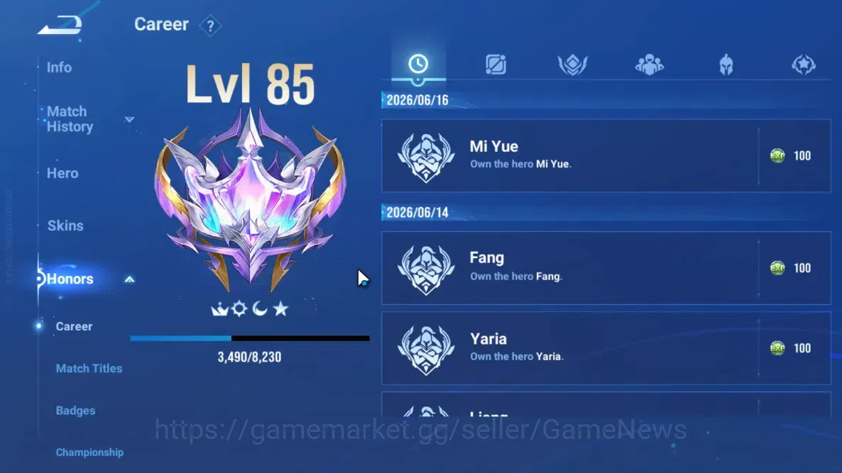 Honor of Kings Accounts Rare Skin Hero 79 Skin 53|Legend Angela,Limited Wang Zhaojun,Lny Da Qiao,AoT Heino,JJK Garo,5 8