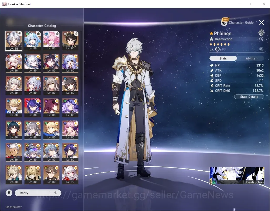 Honkai Star Rail Accounts Others Asia|TL 70|3 Prem Team|27 Limited|(Phainon,Kafka,Robin,Gilgamesh)+Sign Cerydra E5,Firefly 1