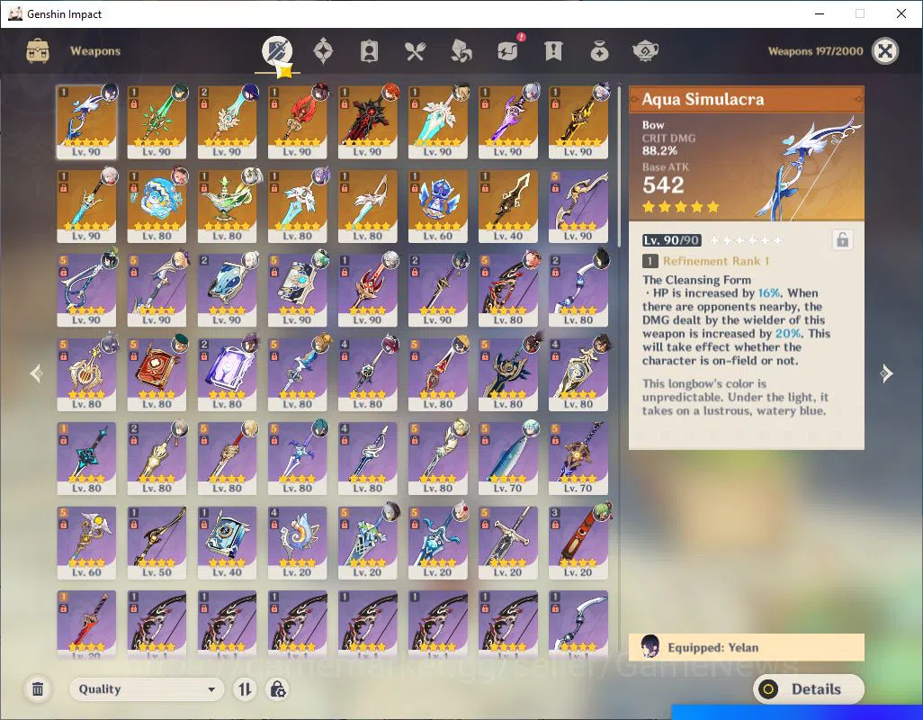 Genshin Impact Accounts ASIA|AR 60|13 Limited+15(*5Weapon)|[Yelan,Hutao,Ka image 7