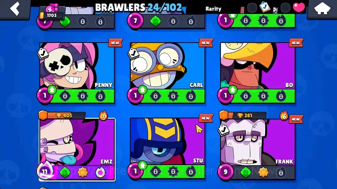 Brawl Stars Accounts 1703 Trophy|24 Brawlers 1 Max Lvl [EMZ] Myth Mortis|14 Skins|2 Epic [Sugarplum rosa] 2 SR|4,5K PP|CN 7