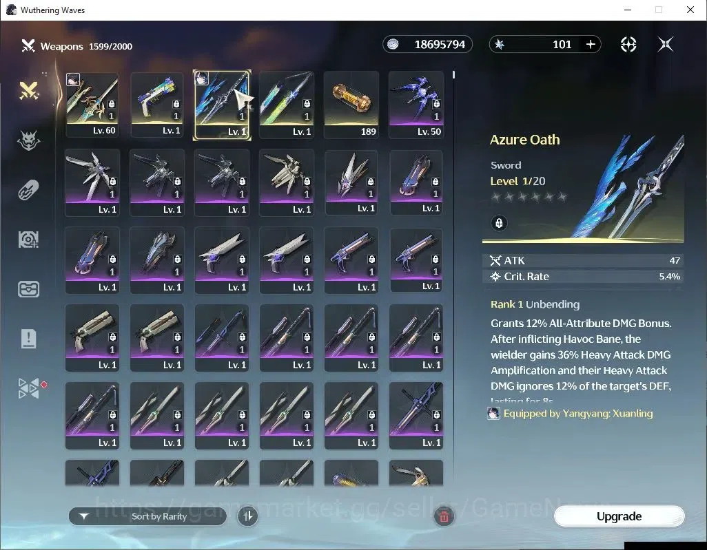 Wuthering Waves Accounts Others SEA |UL 49|2 Limited| Yangyang: Xuanling RC 5 + Signature, Rebecca |DB Lvl 30|MC Female|Log 5