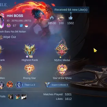 Mobile Legends: Bang Bang Accounts Collector Hero 130|Skin 184||2 Collector Pharsa + Natalia|Collab Cyclops|Epic