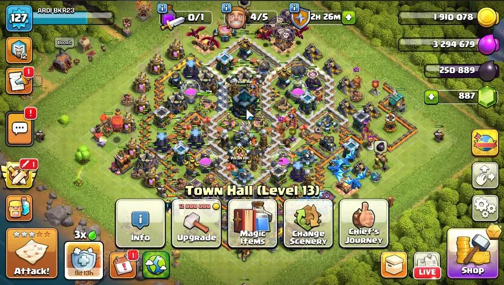 Clash of Clans Accounts LV 127|TH 13-BH 10||HH 7|Limited Skin|BK 38,AQ 40, image 1