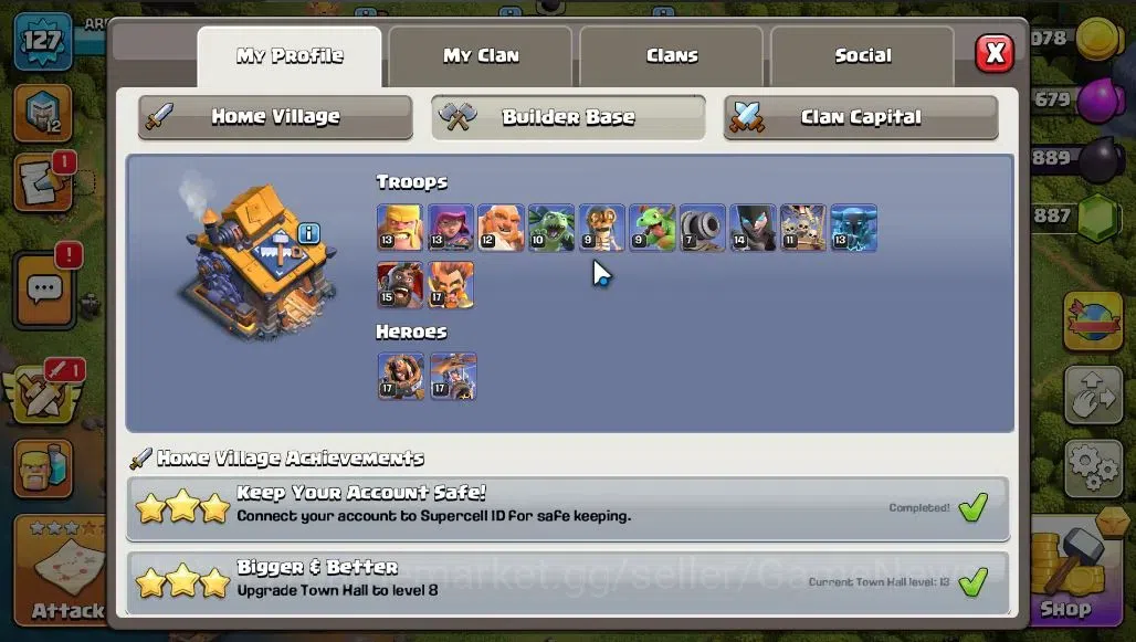 Clash of Clans Accounts LV 127|TH 13-BH 10||HH 7|Limited Skin|BK 38,AQ 40, image 6