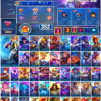 Mobile Legends: Bang Bang Collector #3735 352 Skins | 2 Legends | 2 Collectors | Ducat image 1