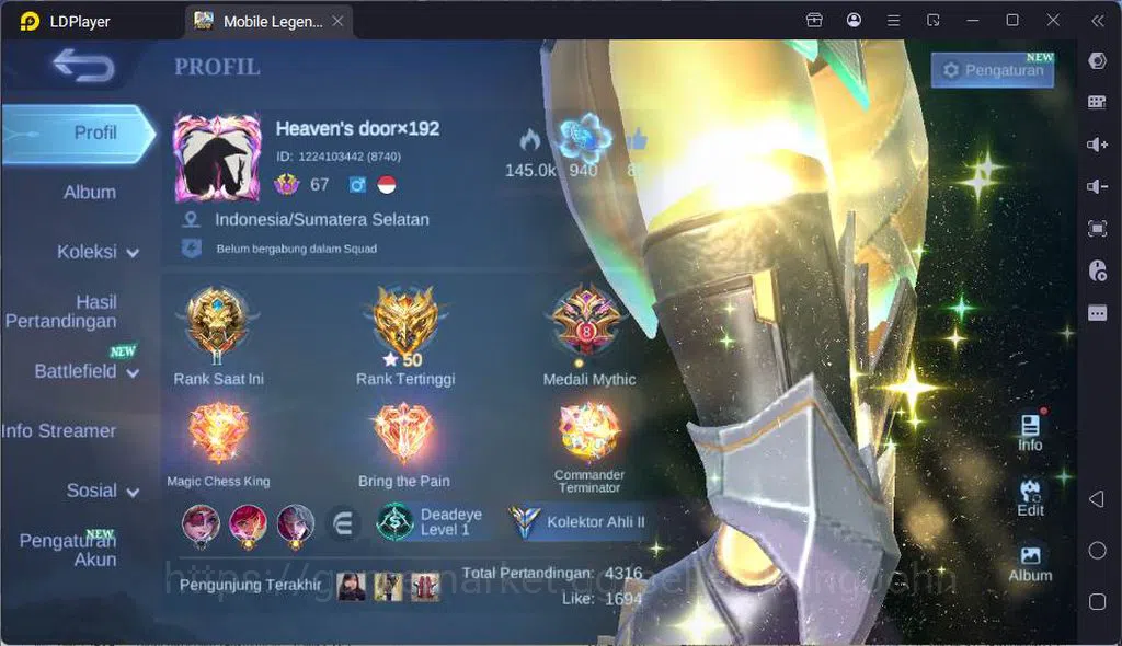 Mobile Legends: Bang Bang Accounts GLOBAL|Hero 115|Skin 152|Prime Beatrix,Blazing Lay image 1