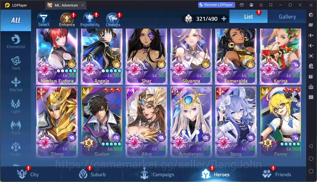 Mobile Legends: Adventure Accounts Global |LV 342|701M Power|VIP 10|Camp 65-4|Hero 321|11 Nexus|40Awaken|2UR|10Epic|50Rare 3