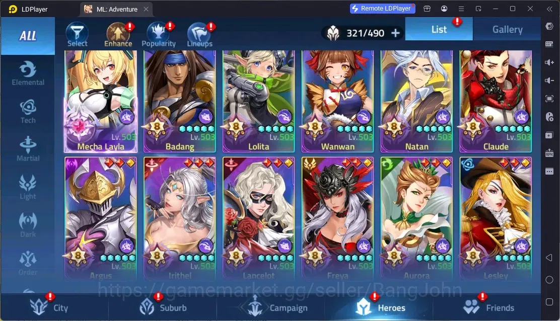 Mobile Legends: Adventure Accounts Global |LV 342|701M Power|VIP 10|Camp 65-4|Hero 321|11 Nexus|40Awaken|2UR|10Epic|50Rare 4