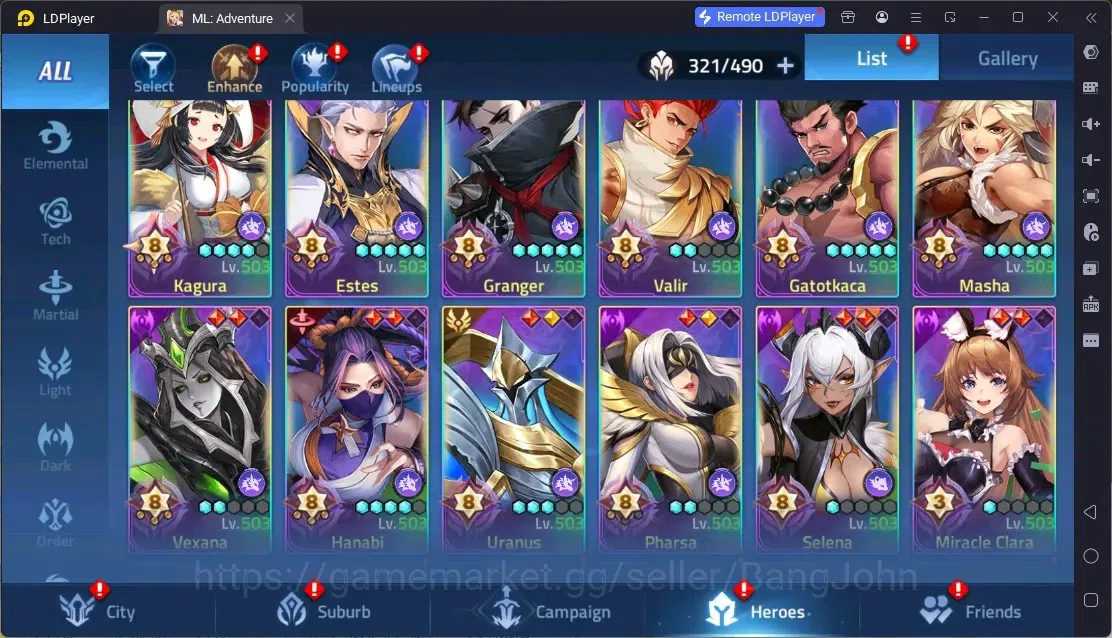 Mobile Legends: Adventure Accounts Global |LV 342|701M Power|VIP 10|Camp 65-4|Hero 321|11 Nexus|40Awaken|2UR|10Epic|50Rare 5