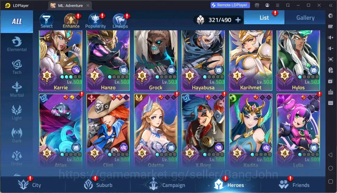 Mobile Legends: Adventure Accounts Global |LV 342|701M Power|VIP 10|Camp 65-4|Hero 321|11 Nexus|40Awaken|2UR|10Epic|50Rare 6