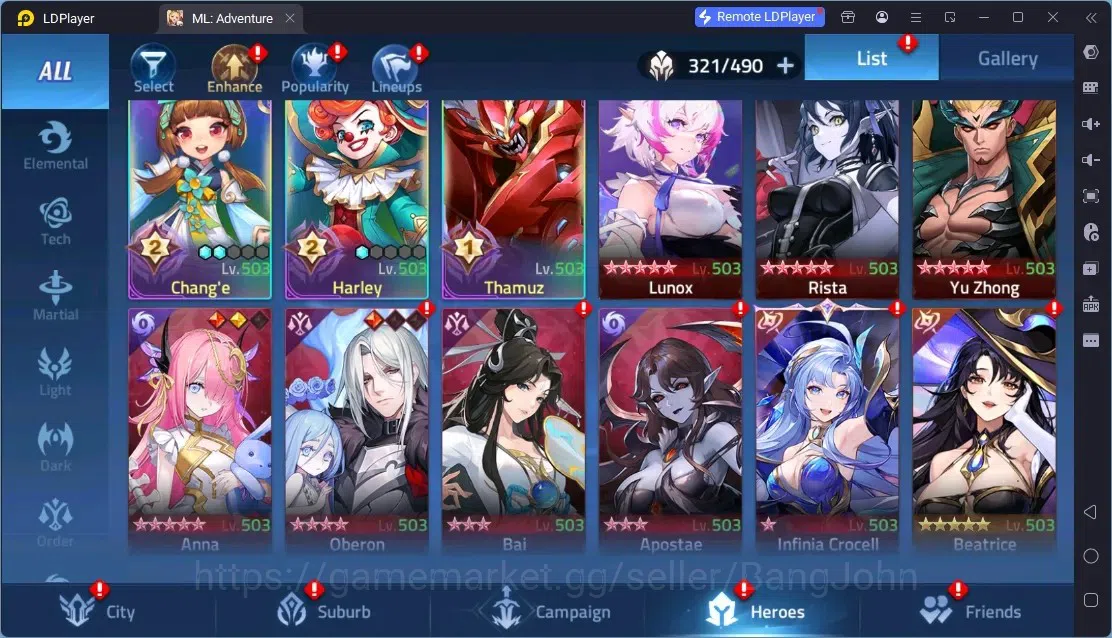 Mobile Legends: Adventure Accounts Global |LV 342|701M Power|VIP 10|Camp 65-4|Hero 321|11 Nexus|40Awaken|2UR|10Epic|50Rare 7
