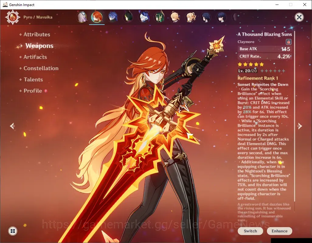 Genshin Impact Accounts ASIA|AR 56|7 Limited + 6 (*5Weapon)|(Mavuika,Flins image 3