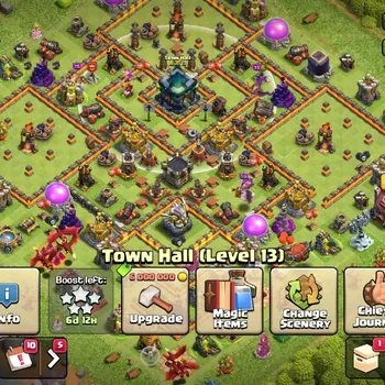 Clash of Clans Accounts High-End LV 72|TH 13-BH 6|HH 5|Limited Skin|BK 33,AQ 36,GW 11,MP 21|BM 10|Free CN ON|Protect